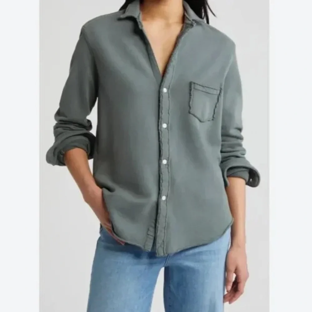 Frank & Eileen Eileen Triple Fleece Button Up Gray Elephant